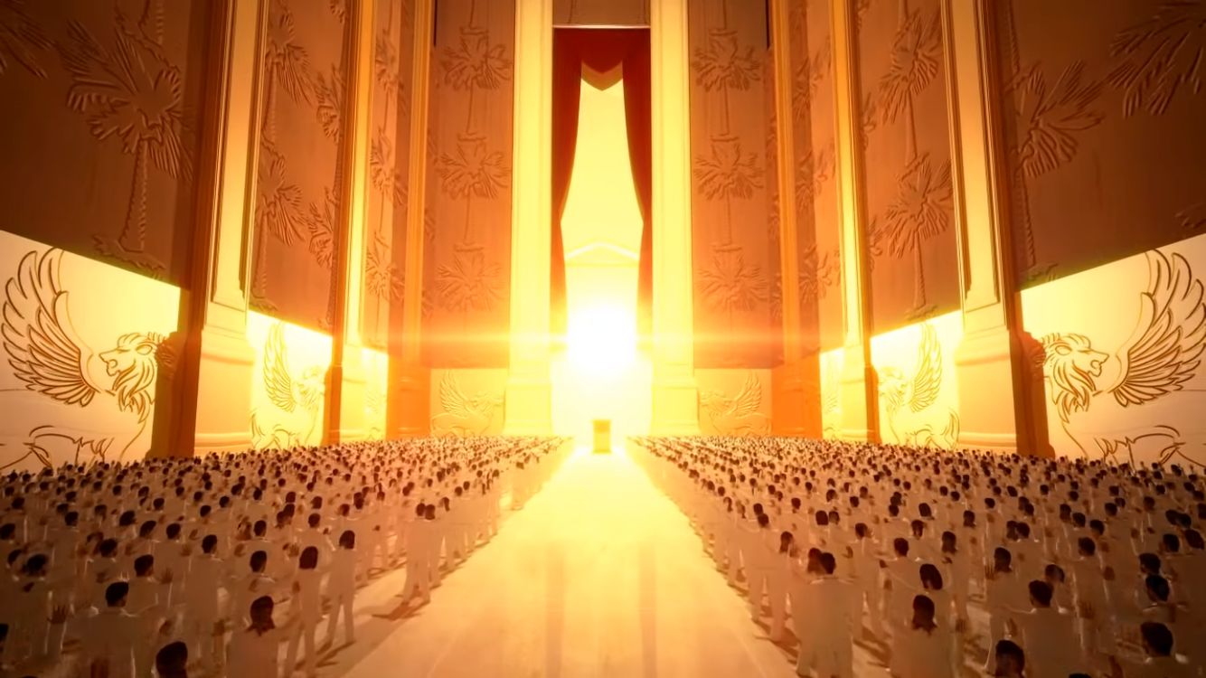 A great multitude in white before the golden throne — the Order of Melchizedek